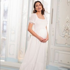 Seraphine White Shirred Maternity Maxi Dress